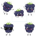 Cute cartoon happy blackberry character set