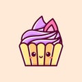 Cute cartoon of happy cupcake smile