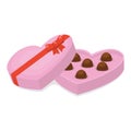 Cute cartoon heart shaped pink box of chocolate. Royalty Free Stock Photo