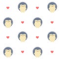 Cute cartoon hedgehog seamless vector pattern background illustration