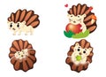 Cute cartoon hedgehog vector set. Hedgehog in different postures. Forest animals for kids. Isolated on white background Royalty Free Stock Photo