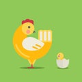 Cute cartoon hen and chick