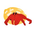 Cute cartoon hermit crab isolated on white background. Crab icon vector. Hand drawn childish vector illustration. Great for icon Royalty Free Stock Photo