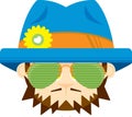Cute Cartoon Hippie in Hat and Shades Royalty Free Stock Photo