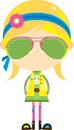 Cute Cartoon Hippie in Shades Royalty Free Stock Photo