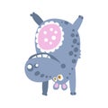 Cute cartoon Hippo character standing upside down vector Illustration Royalty Free Stock Photo