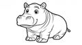 Cute Hippo Baby Coloring Page Outline Vector Royalty Free Stock Photo
