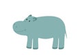 Cute cartoon hippopotamus. Vector illustration of an African animal isolated on white Royalty Free Stock Photo