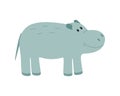 Cute cartoon hippopotamus. Vector illustration of an African animal isolated on white Royalty Free Stock Photo
