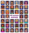 Cute cartoon human avatars set Royalty Free Stock Photo