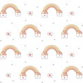 Cute cartoon ice cream rainbow seamless vector pattern background illustration Royalty Free Stock Photo