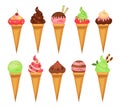 Cute Cartoon Ice Cream Set. Many Types Of Ice Cream Isolated On a White Background. Cartoon Flat Style. Vector Royalty Free Stock Photo