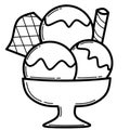 Cute Cartoon Ice Cream Sundae out line Royalty Free Stock Photo