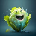 Cute Cartoon Iceberg Lettuce Character. Generative Ai