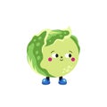 Cute cartoon iceberg lettuce illustration on a white background