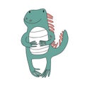 Cute cartoon iguana character, vector isolated illustration in simple style. Royalty Free Stock Photo