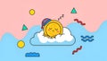 Sleeping Bitcoin Cartoon Crypto Dream, Digital Currency Nap Royalty Free Stock Photo