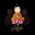 Cute cartoon illustration character. Happy Vesak Day.