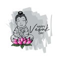 Cute cartoon illustration character. Happy Vesak Day.