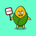 Cute Cartoon illustration corn stop sign board