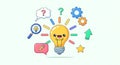 Idea Generation Cartoon Lightbulb, Innovation, Problem Solving Royalty Free Stock Photo