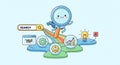 SEO Optimization Cartoon Search, Analytics, Strategy, Ranking Royalty Free Stock Photo