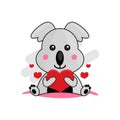 Cute cartoon illustration koala holding heart design vector Royalty Free Stock Photo