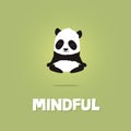 Cute cartoon illustration of panda meditating and levitating