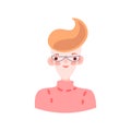 Cute cartoon illustration of pretty beautiful woman with contemporary modern haircut and glasses. Girl, positive woman