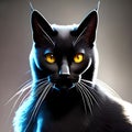 Cute cartoon illustration, realistic and cute black cat!