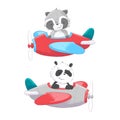 Cute cartoon illustration set air transport airplane helicopter and balloon hand drawing style.