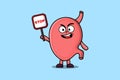 Cute Cartoon illustration Stomach with stop sign