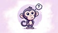 Thoughtful Cartoon Monkey, AI Generated