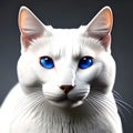 Cute cartoon illustration, white cat with blue eyes!