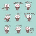 Cute cartoon implant tooth set Royalty Free Stock Photo