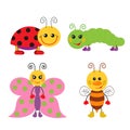 Cute cartoon insect set Royalty Free Stock Photo