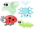 Cute cartoon insects set