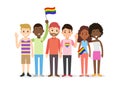 Cute cartoon interracial people group of LGBT