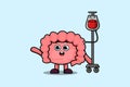 Cute cartoon Intestine having blood transfusion