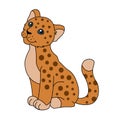 Cute cartoon Jaguar. J letter for Jaguar. Vector illustration of a flat isolated on a white background. The design Royalty Free Stock Photo