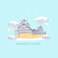Cute cartoon japan kumamoto castle