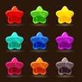 Cute cartoon jelly stars in different colors, isolated vector. cartoon style