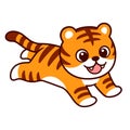 Cute cartoon jumping tiger Royalty Free Stock Photo