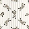 Cute cartoon jumping zebra seamless pattern. Kawaii safari animal background. Hand drawn kid motif illustration doodle Royalty Free Stock Photo