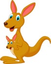 Cute cartoon kangaroo carrying a cute Joey