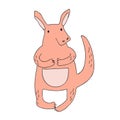 Cute cartoon kangaroo character, vector isolated illustration in simple style.