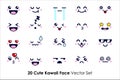 Cute Cartoon of Kawaii Face Expressions with Chibi Style Vector Set Royalty Free Stock Photo