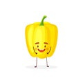 Cute cartoon kawaii food pepper. Vector isolated image of a pepper bell pepper healthy vegetable plant. Sweet face. Char