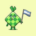 Cute cartoon Ketupat with flag Argentina Country