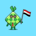 Cute cartoon Ketupat with flag of Iraq Country
